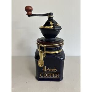 Original Vintage Harrods Knightsbridge coffee grinder/cannister‎ blue